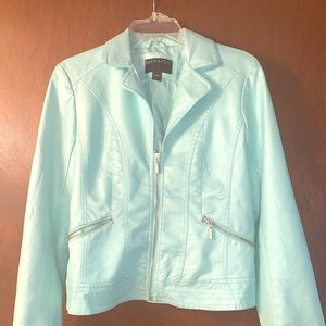 Bernardo Blue Collection Aqua Faux Leather Jacket